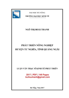Luận văn thạc sĩ kinh tế phát triển phát triển nông nghiệp huyện tư nghĩa tỉnh quảng ngãi