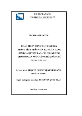 Luận văn thạc sĩ quản trị kinh doanh hoàn thiện công tác đánh giá thành tích nhân viên tại ngân hàng liên doanh việt lào chi nhánh tỉnh khammouan nước cộng hòa dân chủ nhân dân lào