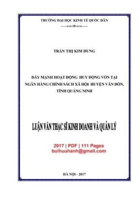 Luận văn thạc sĩ day manh hoat dong huy dong von tai ngân hàng chính sách xã hội huyện vân don tinh quang nin