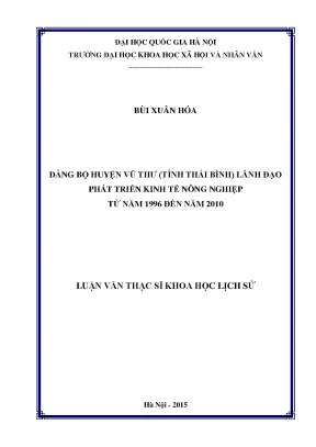 Luận văn phát triển kinh tế nông nghiệp từ năm 1996 đến năm 2010