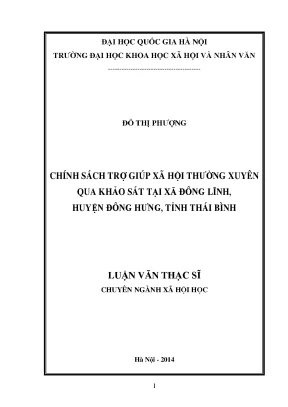 Luận văn trợ giúp xã hội chính sách xã hội thái bình xã hội học