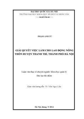Luận văn giải quyết việc làm lao động nông thôn thanh trì