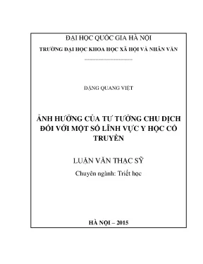 Luận văn tư tưởng chu dịch tư tưởng phương đông triết học y học cổ truyền