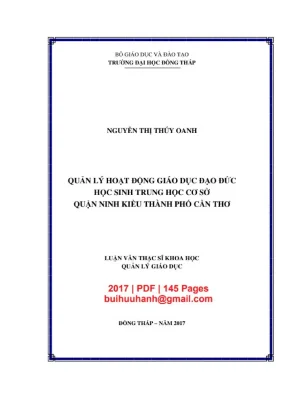 Luận văn thạc sĩ quản lý giáo dục quản lý hoạt động giáo dục đạo đức học sinh trung học cơ sở quận ninh kiều thành phố cần thơ