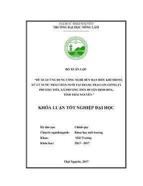 Luận văn đề xuất ứng dụng công nghệ bùn hạt hiếu khí trong xử lý nước thải chăn nuôi tại trang trại lợn giống f1 phượng tiến xã phượng tiến huyện định hóa