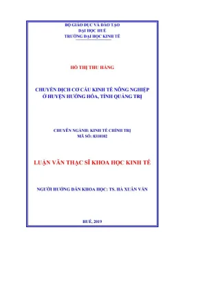 Luận văn thạc sĩ khoa học kinh tế chuyển dịch cơ cấu kinh tế nông nghiệp ở huyện hướng hóa tỉnh quảng trị