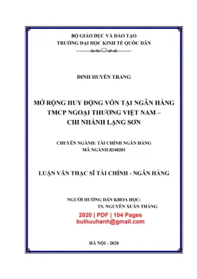 Luận văn thạc sĩ tài chính ngân hàng mở rộng huy động vốn tại ngân hàng tmcp ngoại thương việt nam chi nhánh lạng sơn