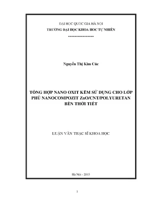 Luận văn hóa vô cơ nano oxit kẽm lớp phủ nanocompozit