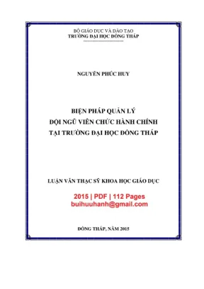 Luận văn thạc sĩ khoa học giáo dục biện pháp quản lý đội ngũ viên chức hành chính tại trường đại học đồng tháp