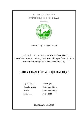 Luận văn thực hiện quy trình chăm sóc nuôi dưỡng và phòng trị bệnh cho lợn nái sinh sản tại công ty tnhh phương hà xã hương lung huyện cẩm khê