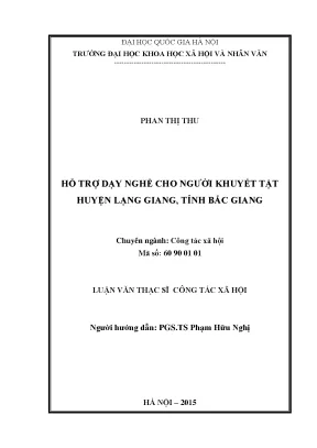 Luận văn công tác xã hội hỗ trợ day nghề