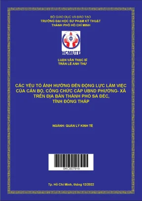 Luận văn thạc sĩ các yếu tố ảnh hưởng đến động lực làm việc của cán bộ công chức cấp ubnd phường xã trên địa bàn thành phố sa đéc tỉnh đồng tháp