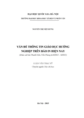 Luận văn báo chí học báo in giáo dục hướng nghiệp