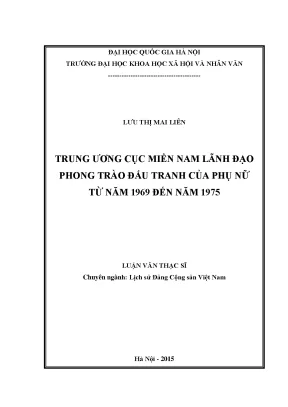 Luận văn phong trào đấu tranh của phụ nữ từ năm 1969 đến năm 1975