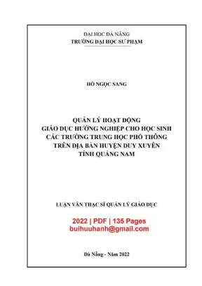 Luận văn thạc sĩ quản lý giáo dục quản lý hoạt động giáo dục hướng nghiệp cho học sinh các trường trung học phổ thông trên địa bàn huyện duy xuyên tỉnh quảng nam