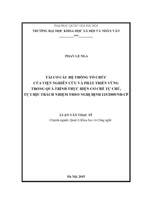 Luận văn quản lý khoa học công nghệ quản lý nhân sự tái cơ cấu hệ thống tổ chức nhân sự