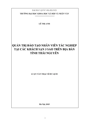 Luận văn du lịch đào tạo nhân viên khách sạn 3 sao thái nguyên