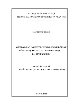 Luận văn doanh nghiệp đổi mới công nghệ đào tạo nghề quản lý điều hành quản lý khoa học công nghệ