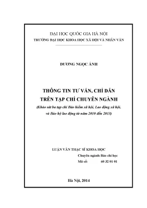 Luận văn truyền thông đại chúng thông tin tư vấn tạp chí chuyên ngành báo chí học