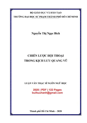 Luận văn thạc sĩ ngôn ngữ học chiến lược hội thoại trong kịch lưu quang vũ