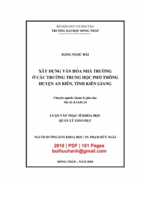 Luận văn thạc sĩ xây dựng văn hóa nhà trường ở các trường thpt huyện an biên tỉnh kiên giang