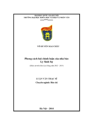Luận văn phong cách hài chính luận của nhà báo lý sinh sự