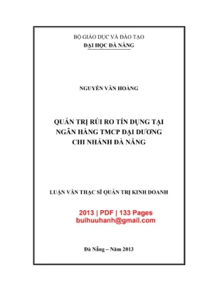 Luận văn thạc sĩ quản trị kinh doanh quản trị rủi ro tín dụng tại ngân hàng tmcp đại dương chi nhánh đà nẵng