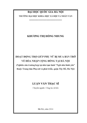 Luận văn hoạt động trợ giúp phụ nữ bị mua bán trở về hòa nhập cộng đồng