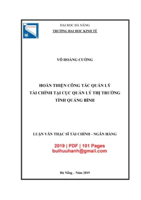 Luận văn thạc sĩ tài chính ngân hàng hoàn thiện công tác quản lý tài chính tại cục quản lý thị trường tỉnh quảng bình