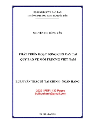 Luận văn thạc sĩ tài chính ngân hàng phát triển hoạt động cho vay tại quỹ bảo vệ môi trường việt nam