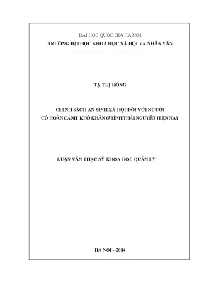 Luận văn khoa học quản lý chính sách an sinh xã hội thái nguyên