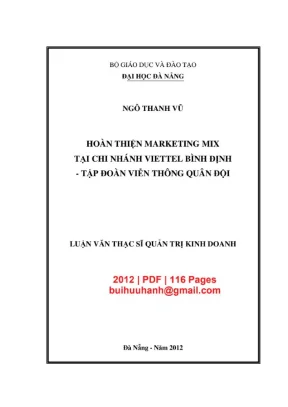 Luận văn thạc sĩ quản trị kinh doanh hoàn thiện marketing mix tại chi nhánh viettel bình định tập đoàn viễn thông quân đội