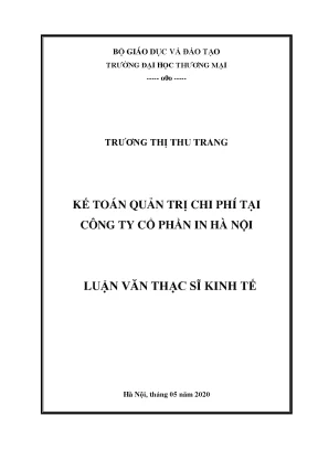 Luận văn thạc sĩ kế toán quản trị chi phí tại công ty cổ phần in hà nội