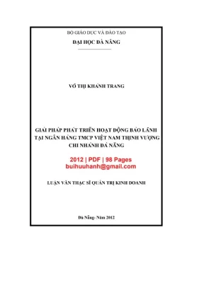 Luận văn thạc sĩ quản trị kinh doanh giải pháp phát triển hoạt động bảo lãnh tại ngân hàng tmcp việt nam thịnh vượng chi nhánh đà nẵng