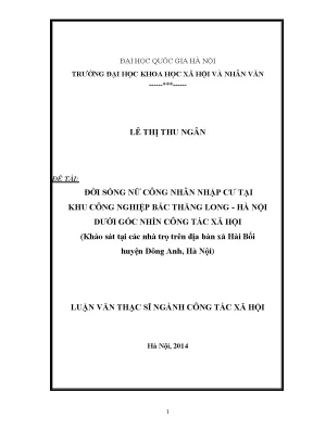 Luận văn công tác xã hội nữ công nhân nhập cư đời sống khu công nghiệp