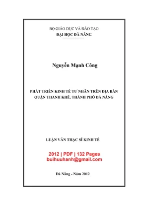Luận văn thạc sĩ kinh tế phát triển kinh tế tư nhân trên địa bàn quận thanh khê thành phố đà nẵng