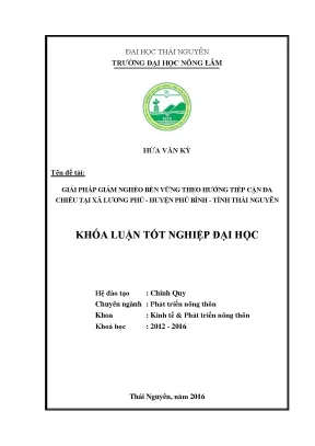 Luận văn giải pháp giảm nghèo bền vững theo hướng tiếp cận đa chiều trên địa tại xã lương phú huyện phú bình tỉnh thái nguyên