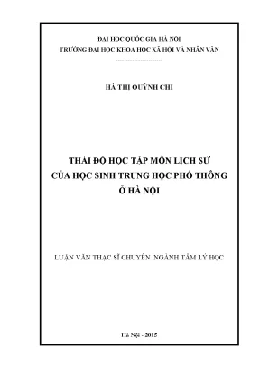 Luận văn tâm lí học tâm lý học thanh niên thái độ học tập