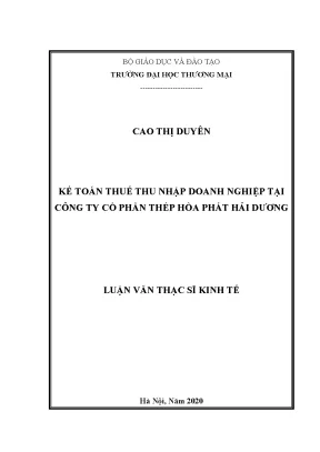 Luận văn thạc sĩ kế toán thuế thu nhập doanh nghiệp tại công ty cp thép hòa phát hải dương