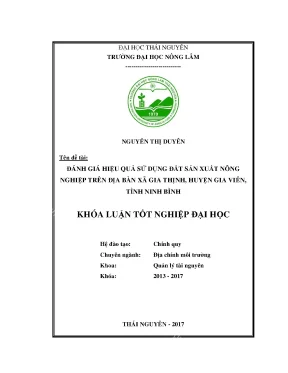 Luận văn đánh giá hiệu quả sử dụng đất sản xuất nông nghiệp trên địa bàn xã gia thịnh huyện gia viễn tỉnh ninh bình