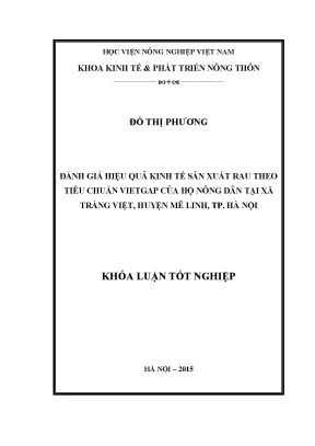 Luận văn đánh giá hiệu quả kinh tế sản xuất rau theo tiêu chuẩn vietgap của hộ nông dân tại xã tráng việt huyện mê linh tp hà nội
