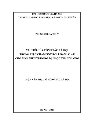 Luận văn vai trò của công tác xã hội trong việc chăm sóc rối loạn lo âu cho sinh viên