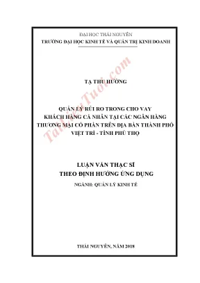 Luận văn thạc sĩ quản lý rủi ro ngân hàng thương mại cổ phần trên địa bàn thành phố việt trì tỉnh phú thọ