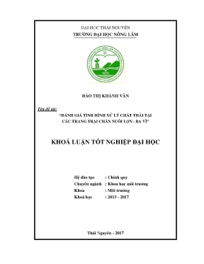 Luận văn đánh giá tình hình xử lý chất thải tại các trang trại chăn nuôi lợn ba vì