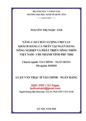 Luận văn thạc sĩ tài chính ngân hàng nâng cao chất lượng cho vay khách hàng cá nhân tại ngân hàng nông nghiệp và phát triển nông thôn việt nam chi nhánh tỉnh nghệ an