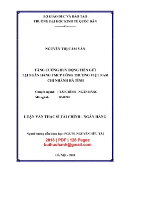 Luận văn thạc sĩ tài chính ngân hàng tăng cường huy động tiền gửi tại ngân hàng tmcp công thương việt nam chi nhánh hà tĩnh