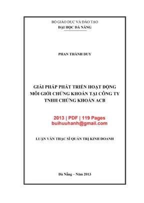 Luận văn thạc sĩ quản trị kinh doanh giải pháp phát triển hoạt động môi giới chứng khoán tại công ty tnhh chứng khoán acb