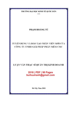 Luận văn thạc sĩ quản trị kinh doanh tuyển dụng và đào tạo nhân viên mới của công ty tnhh giải pháp phần mềm cmc