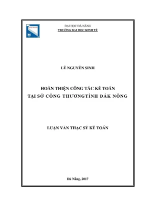 Luận văn thạc sĩ kế toán hoàn thiện công tác kế toán tại sở công thương tỉnh đắk nông