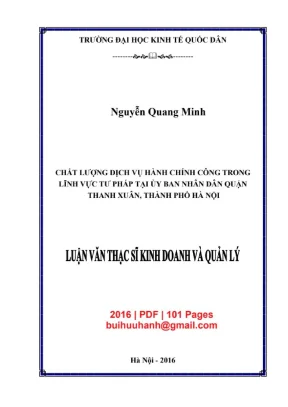 Luận văn thạc sĩ chat luqng dịch vụ hành chính công trong lĩnh vực tư pháp tại ủy ban nhân dân quận thanh xuân thành phó hà nội